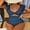 Dark Blue, variant on Charmo Ruffled One Piece Swimsuit for Women High Cut Bathing Suits Backless Monokini Swimwear
