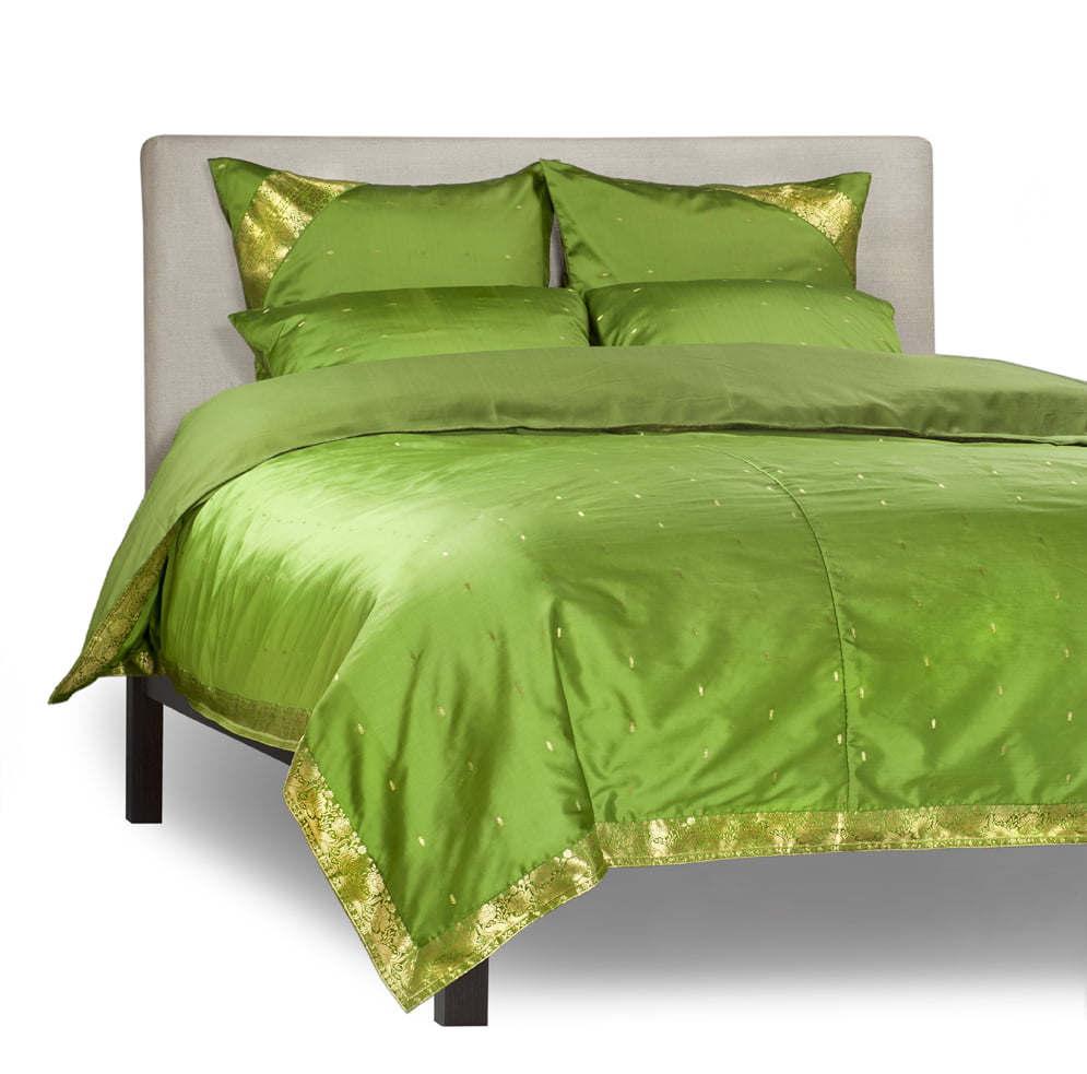 Forest Green-5 Piece Sari Duvet Cover Set w/ Pillow Covers/Euro Sham-Twin -  Walmart.com