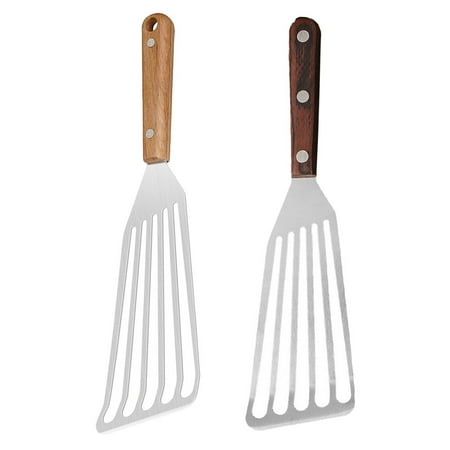 

2pcs Stainless Steel Food Spatulas Home Kitchen Cookware Food Cooking Tools