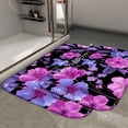 thumbnail image 2 of 1pc Floral Pattern on Black Absorbent Non-Slip Bathroom Thickened Flannel Rug Decor,Soft,Quick Drying,Suitable For Indoor/outdoor Use,Bathrooms,Bedrooms,Kitchens,Terrace,Laundry Rooms,16"x24", 2 of 9