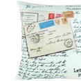 thumbnail image 3 of Fabric Decorative Pillow with Postcard Prints, White - Saltoro Sherpi, 3 of 5
