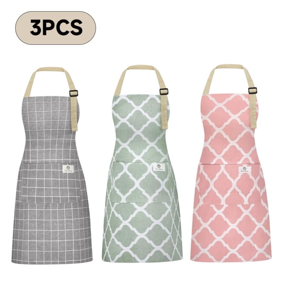 3Pack Aprons for Men Women, Waterproof Lightweight Chef Apron with Pocket, Machine Washable BBQ Kitchen Apron