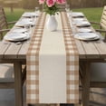thumbnail image 4 of Retro Brown Table Runner 70 Inches, Farmhouse Buffalo Plaid Vintage Beige Bed Runner Dresser Scarves Tabletop for Indoor Outdoor Parties/Ceremony/Banquet, 13" x 70", 4 of 9