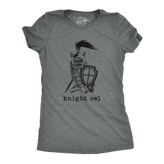Womens Knight Owl T Shirt Funny Sarcastic Armored Sword Shield Bird Graphic Tee for Ladies Womens Graphic Tees