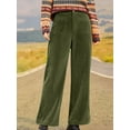 thumbnail image 5 of Women'S Corduroy Wide Leg Pants with Patch Pockets Casual Slim Fit Elastic Waist Trousers Green S, 5 of 8