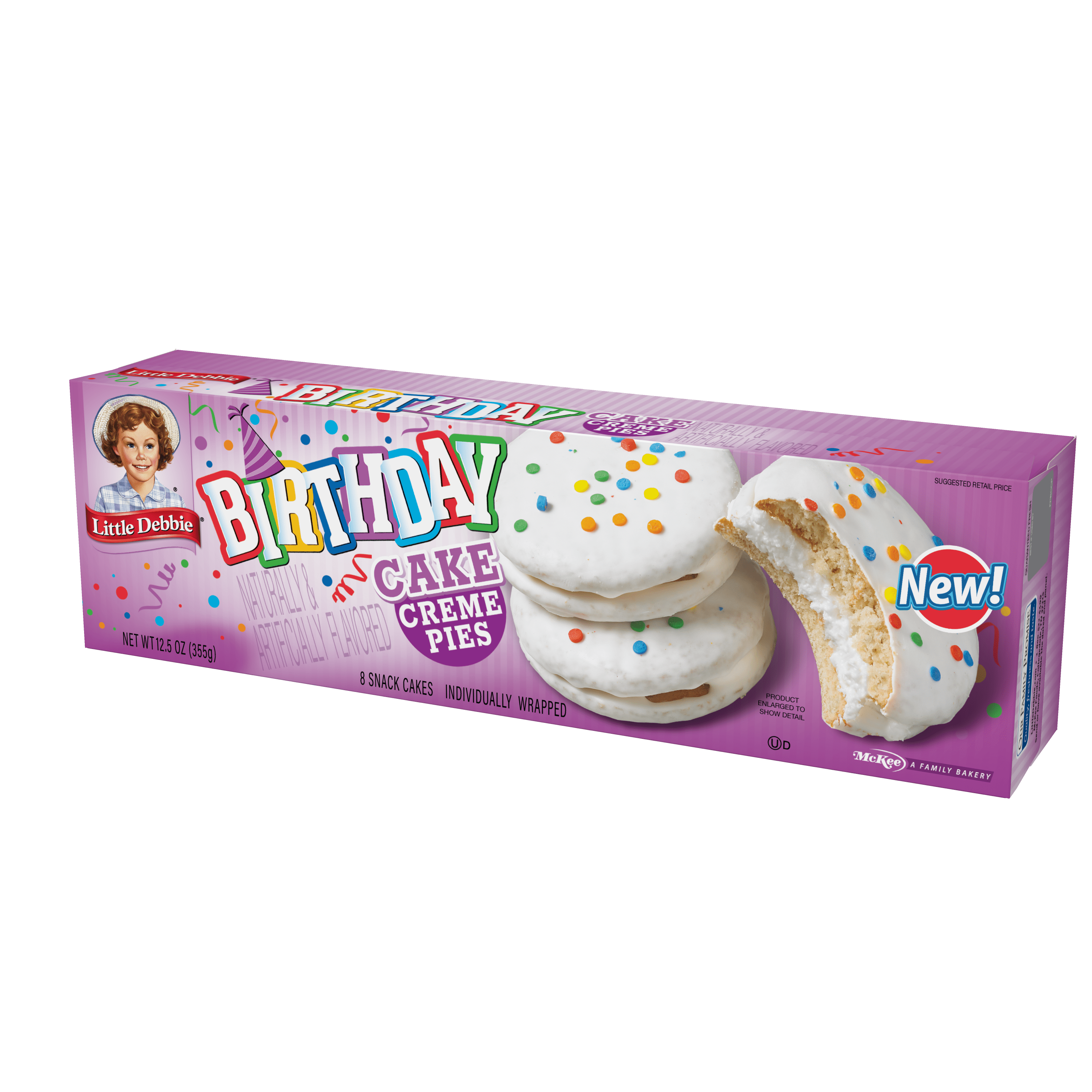 Little Debbie Birthday Cake Creme Pies, 6 Boxes, 48 Individually Wrapped Sandwich Cookies