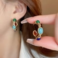 thumbnail image 1 of Pendientes Ganfancp Trendy Retro de Colores En Forma de C Moda Femeninos Un Par, 1 of 6