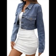 thumbnail image 3 of Chaqueta Vaquera Corta de Larga con Botones y Bolsillos para Mujer Azul L, 3 of 10