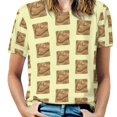 thumbnail image 1 of The Breakfast Selection-Cinnamon Swirl Crunch Ruffle Short Sleeve T-Shirt V Neck Shirts Pattern Cute Tops Casual Tee Cinnamon, 1 of 5