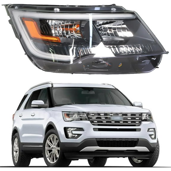 LABLT Headlights Assembly Replacement for Explorer 2016-2019 Black Halogen Headlight Right Passenger Side