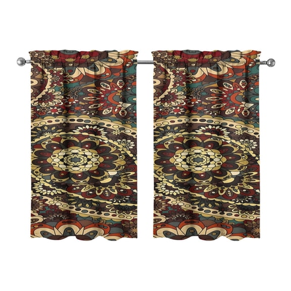 Paisley Design Kitchen Curtains - Vintage Tier Cafe Curtains for Bathroom Living RV Rod Pocket Window Drapes 36 Inch 2 Panels Set 28"x36" Window Treatment Tiers