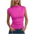 thumbnail image 2 of yueewhu Women's Going Out Basic Tank Tops Mock Neck Spring Clothes Sleeveless Cute Shirts Summer Y2K Sexy Outfits 2026 (Hot Pink, L), 2 of 7