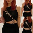 thumbnail image 2 of Pompotops Womens Sexy Tops Solid Color Tank Top Sexy Tight Navel Crop Top, 2 of 9