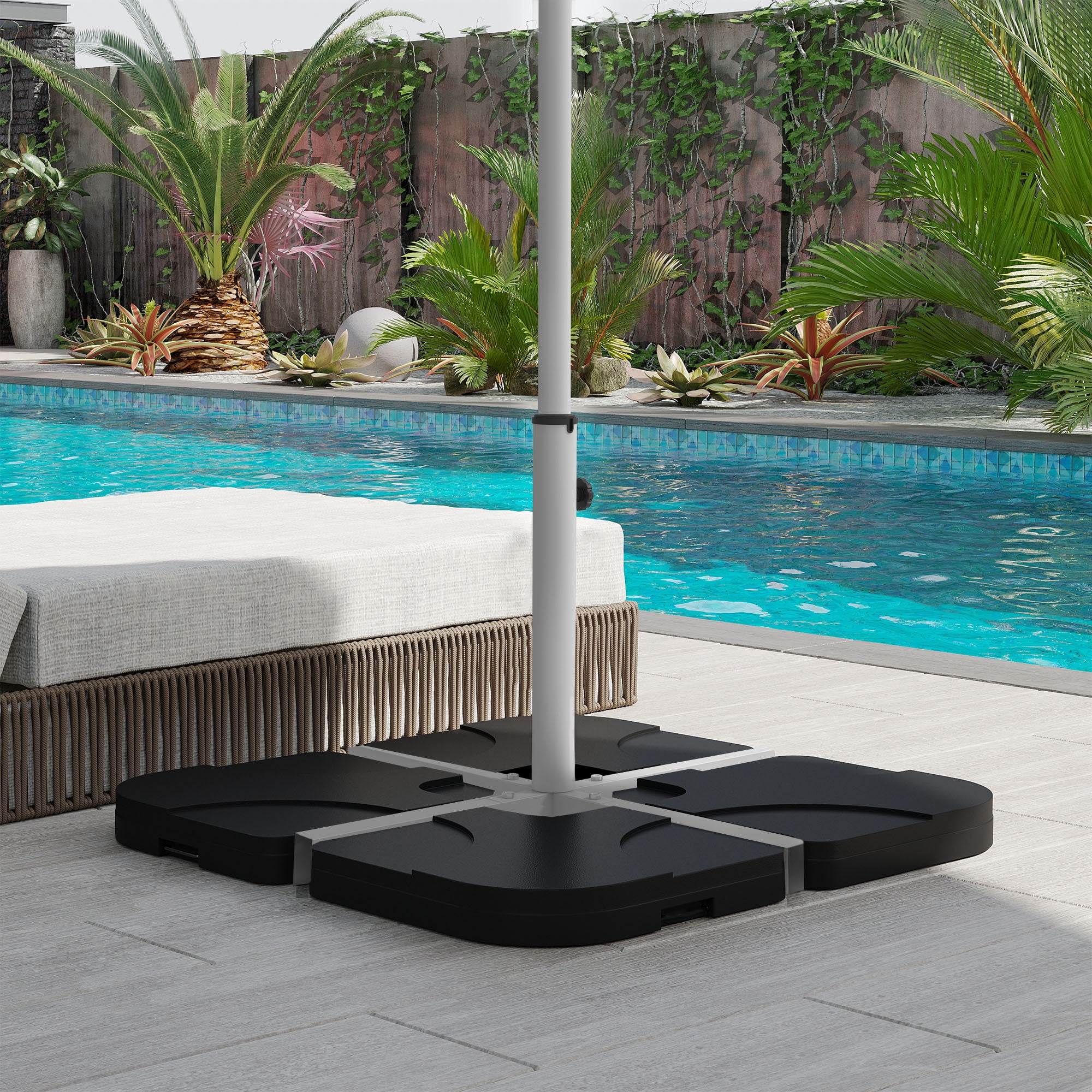 Outsunny White Cross Outdoor Universal Umbrella Brace Stand, with Side Screw for Tightening