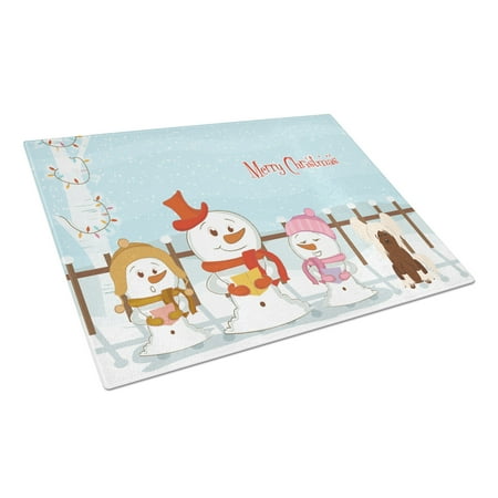

Caroline s Treasures Merry Christmas Carolers Chinese Crested Cream Glass Cutting Board Large