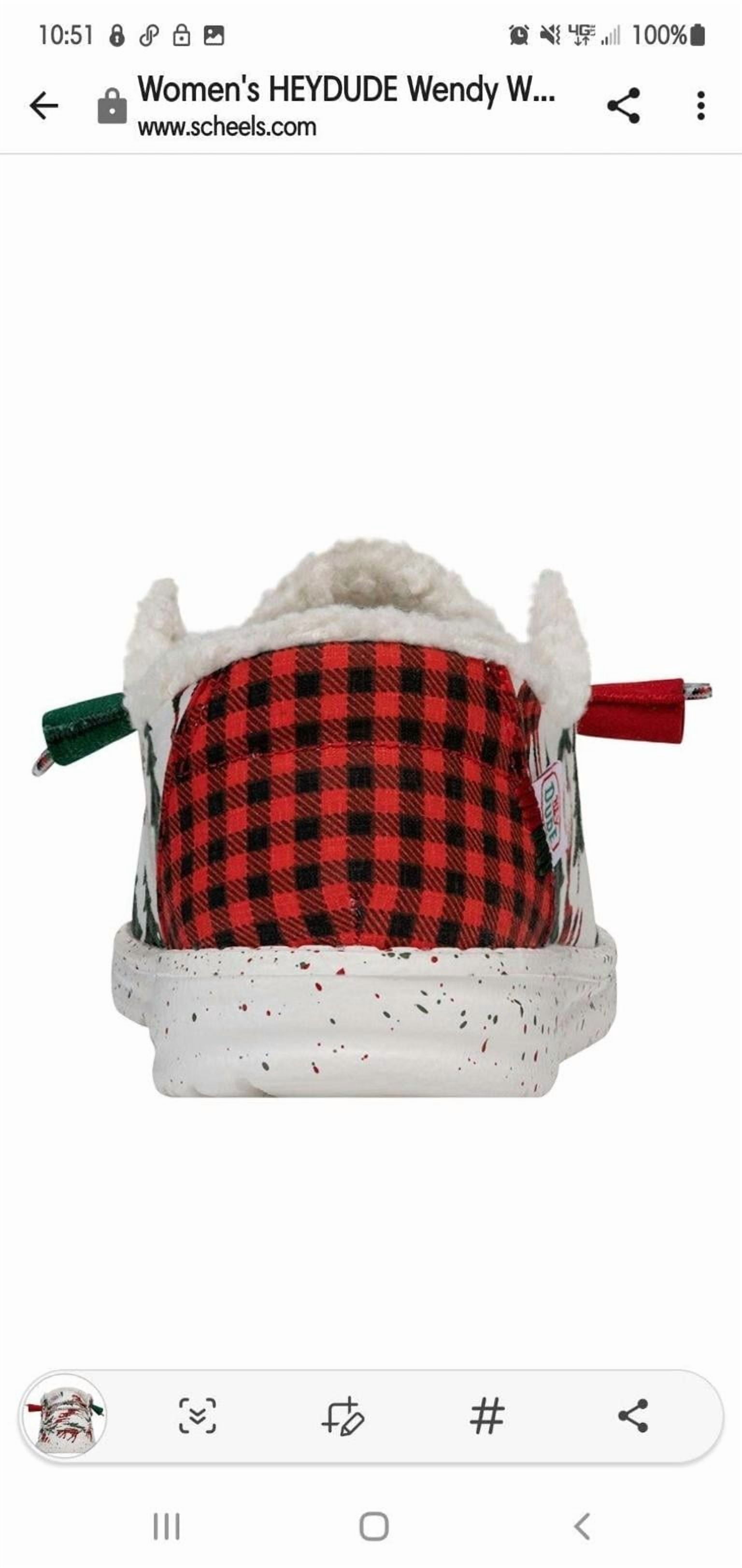 Hey Dude Wendy Woodland Buffalo Plaid Christmas Shoes 
