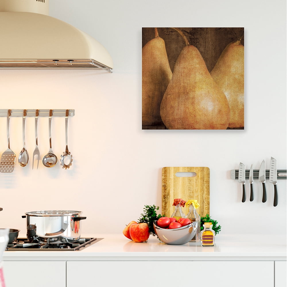 Stupell Industries Vintage Distressed Pear Rustic Fruit Design Canvas Wall Art by Caroline Kelly
