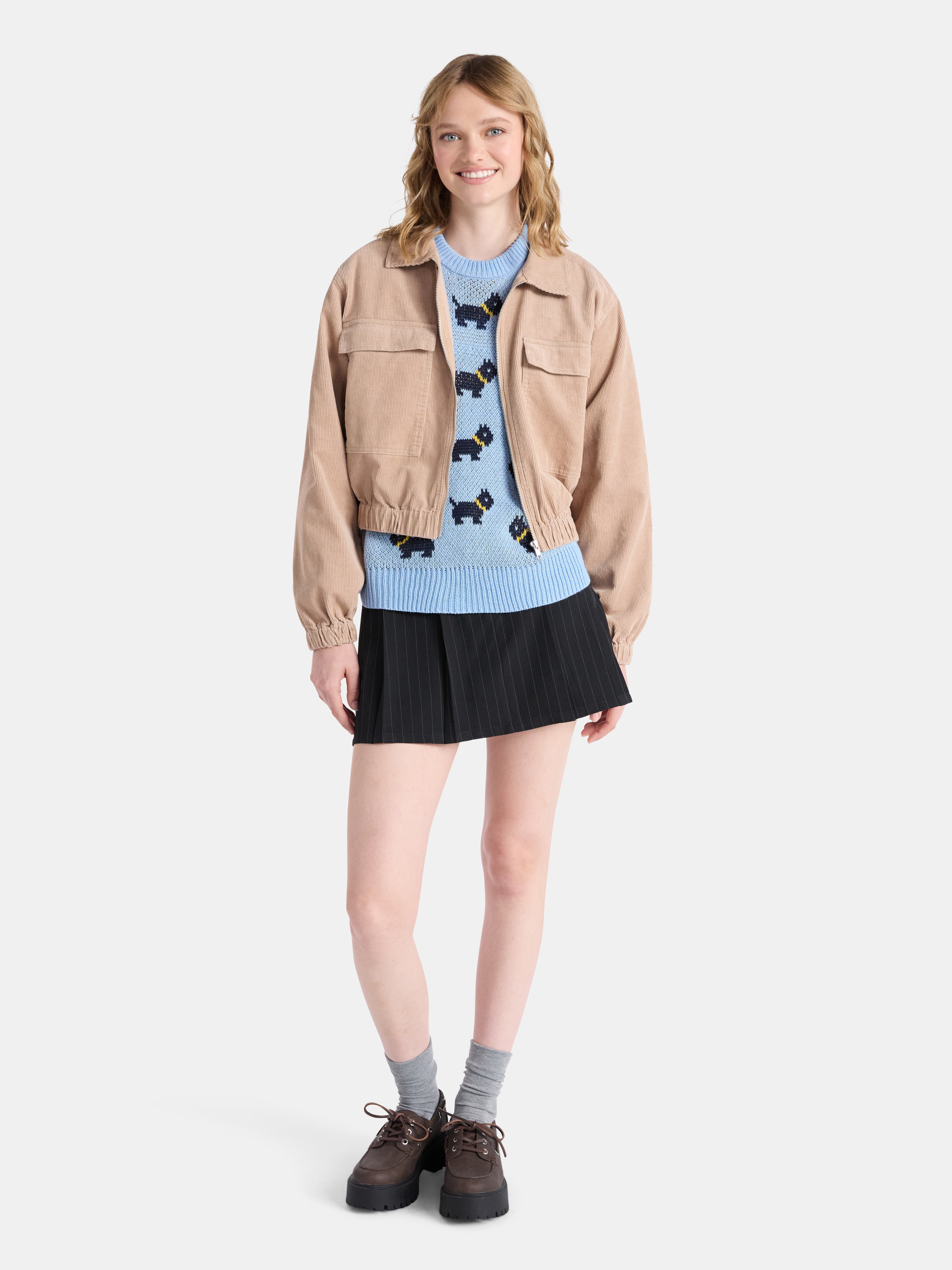 Netflix Stranger Things Scottie Dog Sweater from No Boundaries, Women's and Women’s Plus