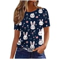 thumbnail image 5 of Levmjia Womens T Shirts Easter Printed Short Sleeve Casual Tops Summer Graphic Tee Round Neck Pullover Soft Comfortable Stretch Fit Daily Wear, 5 of 5