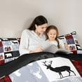 thumbnail image 4 of Homewish Jungle Deer Bear 7-Piece Bedding Comforter Set,Patchwork Plaid Grid King Bedding Sets,Red Gray White Bed Sheets For Boys Kids,Ultra Soft Home Decor Reversible, 4 of 8