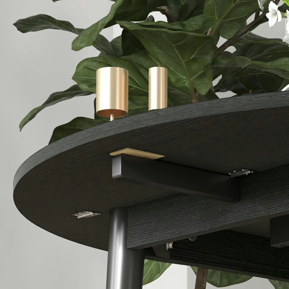 GVN Folding Dining Table, Round Drop Leaf Kitchen Table for Small Spaces with Wood Legs, Black