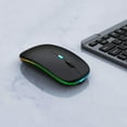 thumbnail image 3 of WREANU Wireless Bluetooth  Rechargeable Laptop Mice with LED Lights Silent Slim Use(BT5.2 and 2.4G Portable USB) Dual Mode Computer  for Laptop//Tablet//Computer/ (Black), 3 of 10