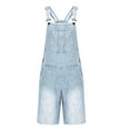 thumbnail image 3 of DLfVUB Denim Bib Overalls for Men Adjustable Straps Straight Pants Loose Fit Casual Jean Jumpsuit Chest Pocket Washed Suspender Shorts Light Blue L, 3 of 5