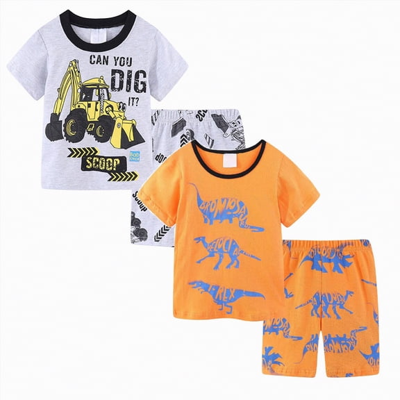 Boys Clothes Size 8 Shorts Baby Toddler Boys Shorts CLothes Set, 0 6 12 18 24 Months 2T 3T Short Sleeve Cartoon Bear Print T-shirt with Elastic Waist Shorts Summer Outfit