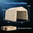 thumbnail image 6 of ADVANCE OUTDOOR 10x15 ft Carport Shelter Storage Shed Steel Metal Peak Roof Anti-Snow Portable Garage Carport for Motorcycle, Boat or Garden Tools with 2 Roll up Doors & Vents, Beige, 6 of 10