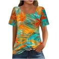 thumbnail image 5 of Youyipin womens tops Petal Sleeve Summer Trendy T Shirt Casual Loose Square Neck Button Blouse Tees short sleeve shirts for women, 5 of 7