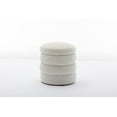thumbnail image 4 of 006-Soft Velvet Storage Ottoman, Round Footrest Stool for Living Room Bedroom or Office, Ivory, 4 of 9