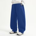 thumbnail image 4 of CPNG Girls and Boys Sweatpants Solid Color Elastic High Waist Wide Leg Sweat Pants Soft Daily Wear Casual Baggy Streetwear Pants, 4 of 5
