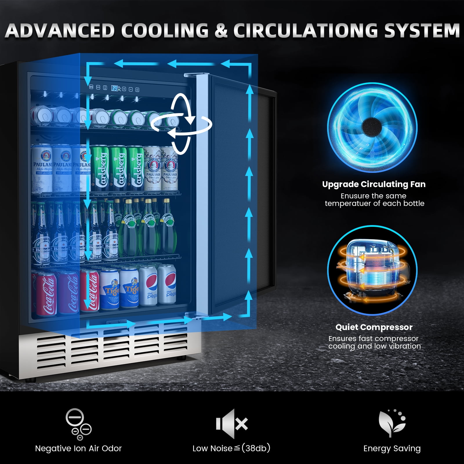 Outdoor Beverage Fridge 24 Inch, Weather Proof Durable Stainless Steel Beverage Cooler
