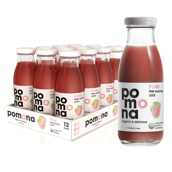 Pomona Organic Juices Pink Guava Juice, 8.4 oz, 12 Pack