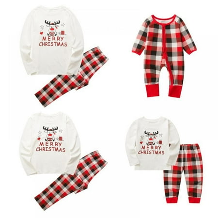 

Brand Clearance! Christmas Matching Family Pajamas Parent-Child Clothing Set Long Sleeve Tee and Pants PJs Adult Kid Kids Homewear Suit