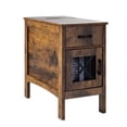 thumbnail image 4 of KFFKFF Rustic Side Table, Bedside Unit with Power Hub, Triple Layered Stand with Storage Cupboard and Single Compartment, Auxiliary Table with USB Connectors and Power Sockets, 4 of 9