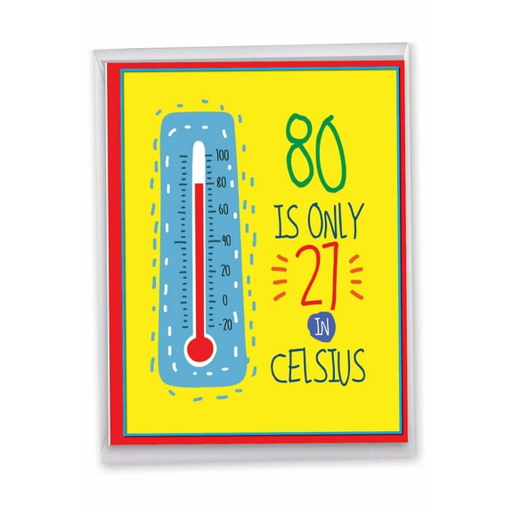 NobleWorks Jumbo Funny 80th Milestone Birthday Paper Card 8.5 x 11 Inch with Envelope (1 Pack) Big, Jumbo 80 In Celcius J9351MBG