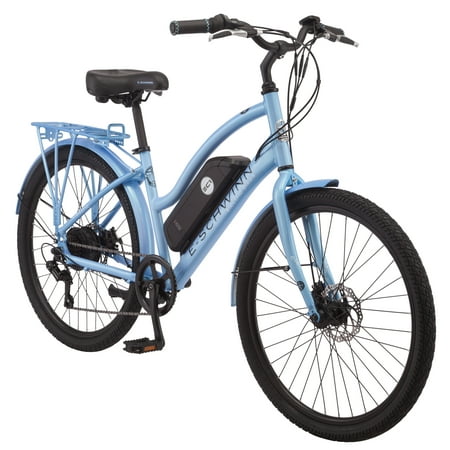 Schwinn EC1 Cruiser-Style Electric Bicycle 26 In. Wheels, 7 Speeds, Blue
