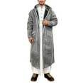 thumbnail image 2 of FAOWME Men's Hooded Robe With Pockets Long Sleeved Solid Color Plush Thickened Comfortable Warm Coats Jacket For Outdoor Activities Grey 2, 2 of 7