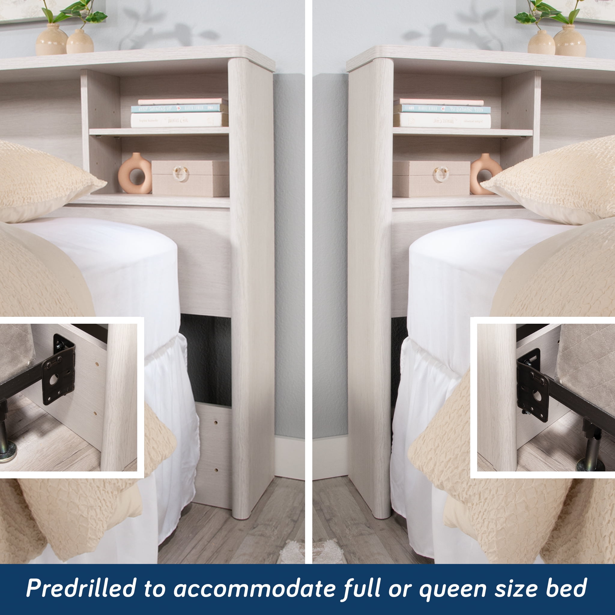 Yoneston Full/Queen Size Headboard with Storage, Bookcase Headboards with Adjustable Cubby Compartments & Shelves, Easy Assembly, White