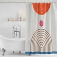 thumbnail image 2 of Polyester Fabric Beige Boho Shower Curtain, Modern Abstract Art Geometric Striped Waterproof Bathtub Curtain Bathroom Decor Set with Hooks 36 x 72 Inches, 2 of 6