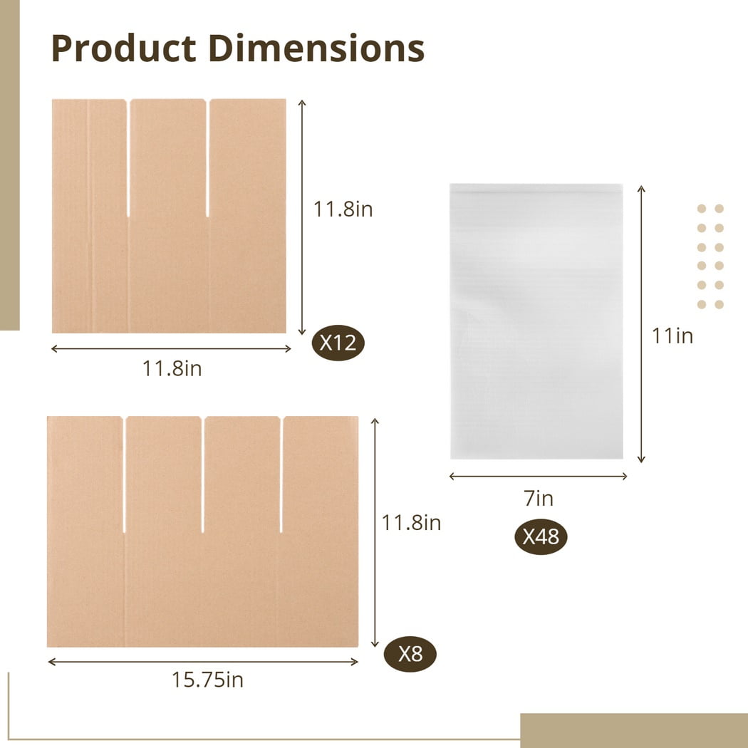 Glass Divider Kit, Protective Cardboard Dividers, Dish Packing Moving Box Kit, 20 Corrugate Dividers, 48 Foam Pouches, Kitchen Glassware Packing Moving Box Kit
