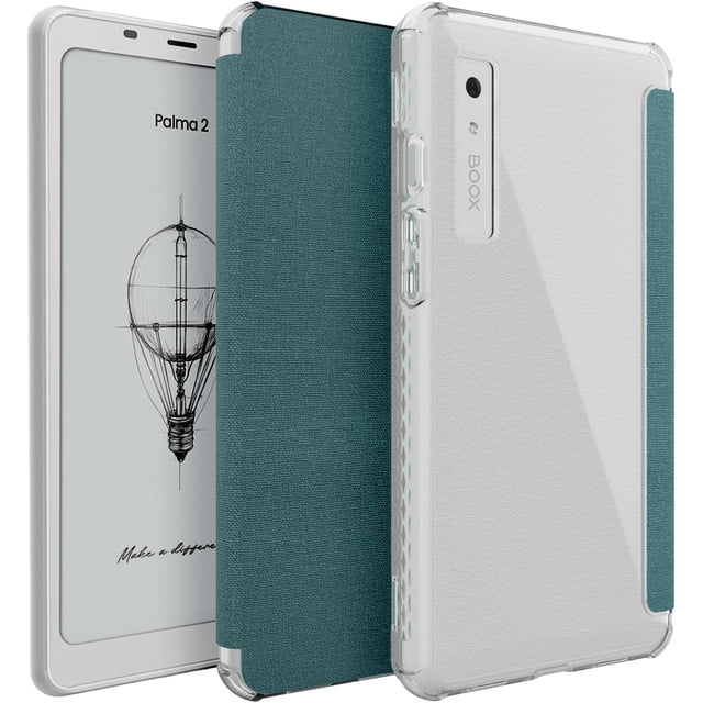 TUDIA SKN FLIP V2 Onyx Boox Palma 2 Case Magnetic Closure Shockproof - Clear Turquoise