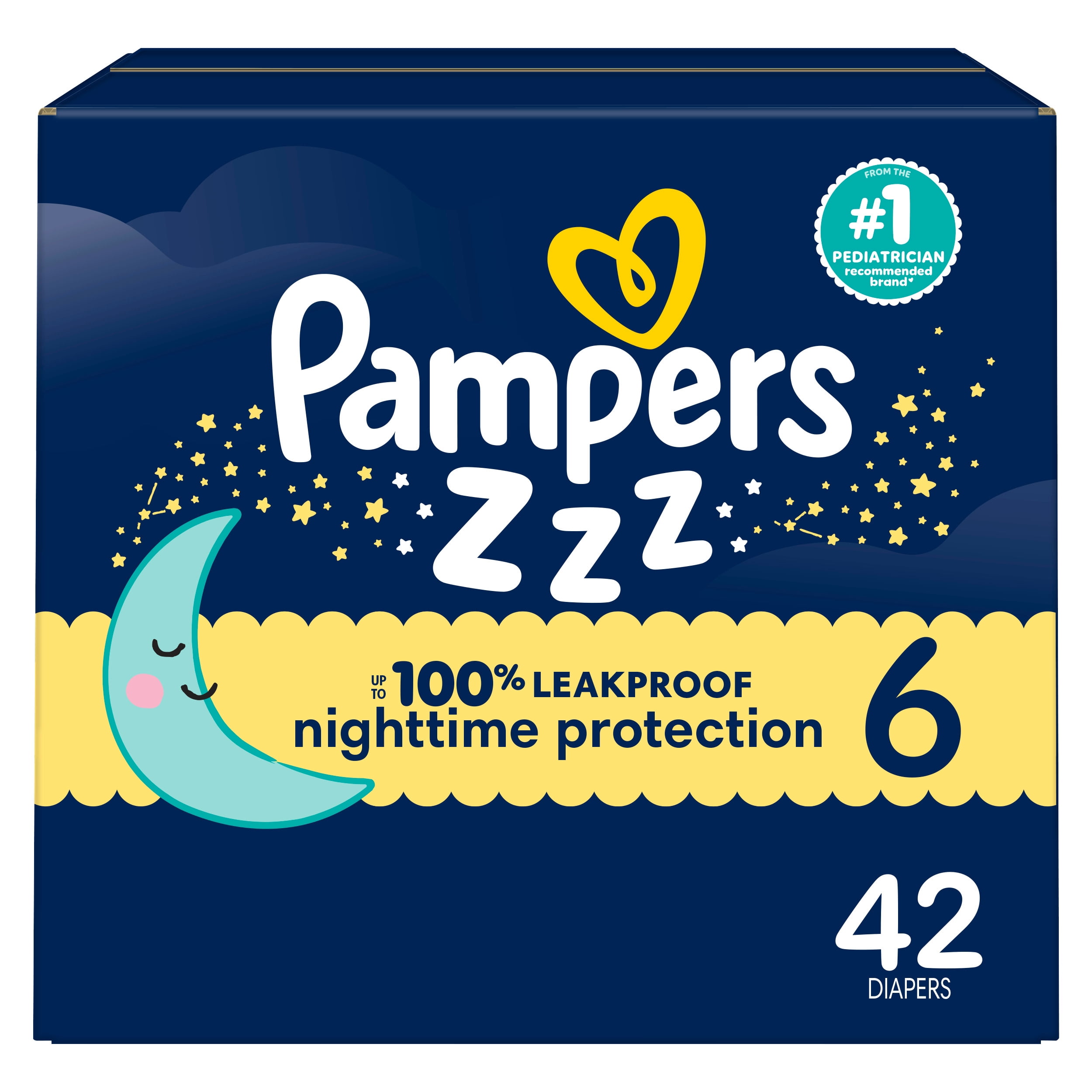 Couches de nuit ZZZ, taille 6 ( et plus [35 lb et plus]), couches jetables pour bébés, protection pendant la nuit