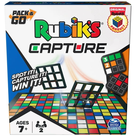 Rubik's Capture Pack & Go Fast-Paced Two-Player Puzzle Board Game, Travel-Sized Fidget Toy for Adults & Kids Ages 8 and Up
