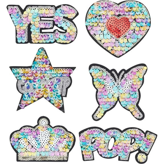 12 Pcs Large Embroidered Beaded Appliques Sequin Patch Embroidered Patches Iron on Patches Sew on Patches Decorative Repair Appliques DIY Crafts
