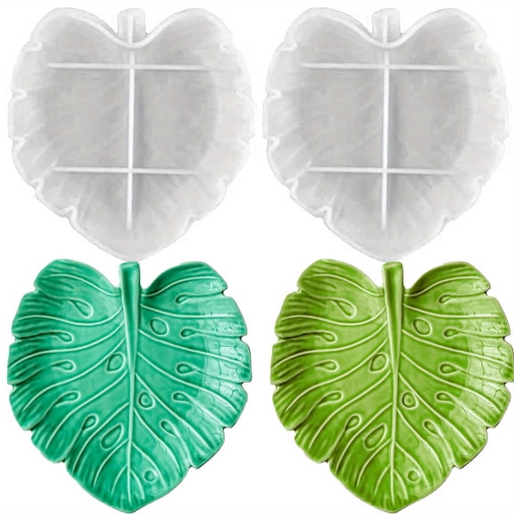 2PCS Leaf Silicone Molds for Resin Tropical Leaves Resin Tray Mold for Epoxy Casting Concrete Jewelry Candle Holder Storage Container Silicone Resin Mold for Art Craft Gift Home Decor