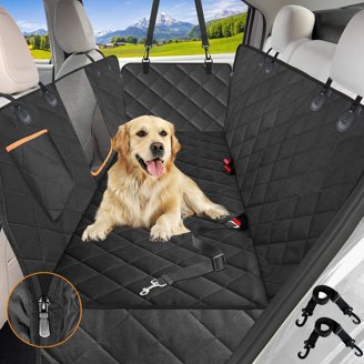 Dog Back Seat Cover With Hard Bottom – Waterproof Hammock Seat Protector Holds 400lbs, Fits Cars & SUVs