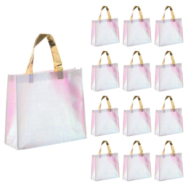 Reutilizables Regalo Bolsas, Multicolor Mano Brillante Supermercado Compras Bolsa con Manijas para Cumpleaños Fiestas, Boda, Navidad, Paquete de 60