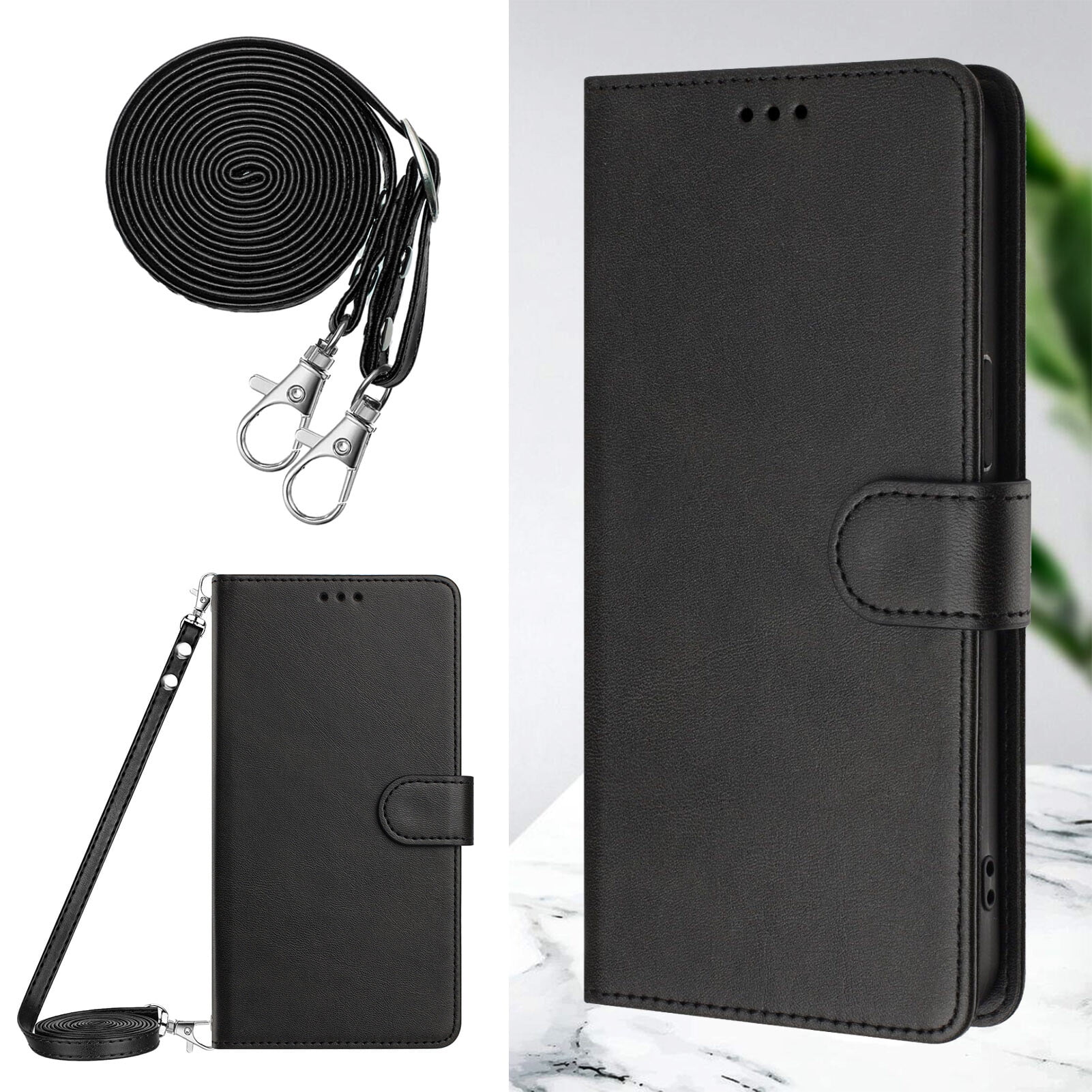 TCL 40 SE Case ,RFID Blocking Cover Crossbody Lanyard Flip Leather Wallet Case for TCL 40 SE